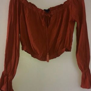 ORANGE PEASANT TOP
